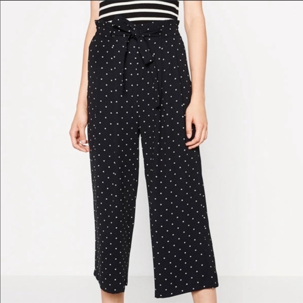 Zara polka dot paper bag pants